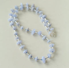 Blue Lace Agate Slice Long Necklace - floysun