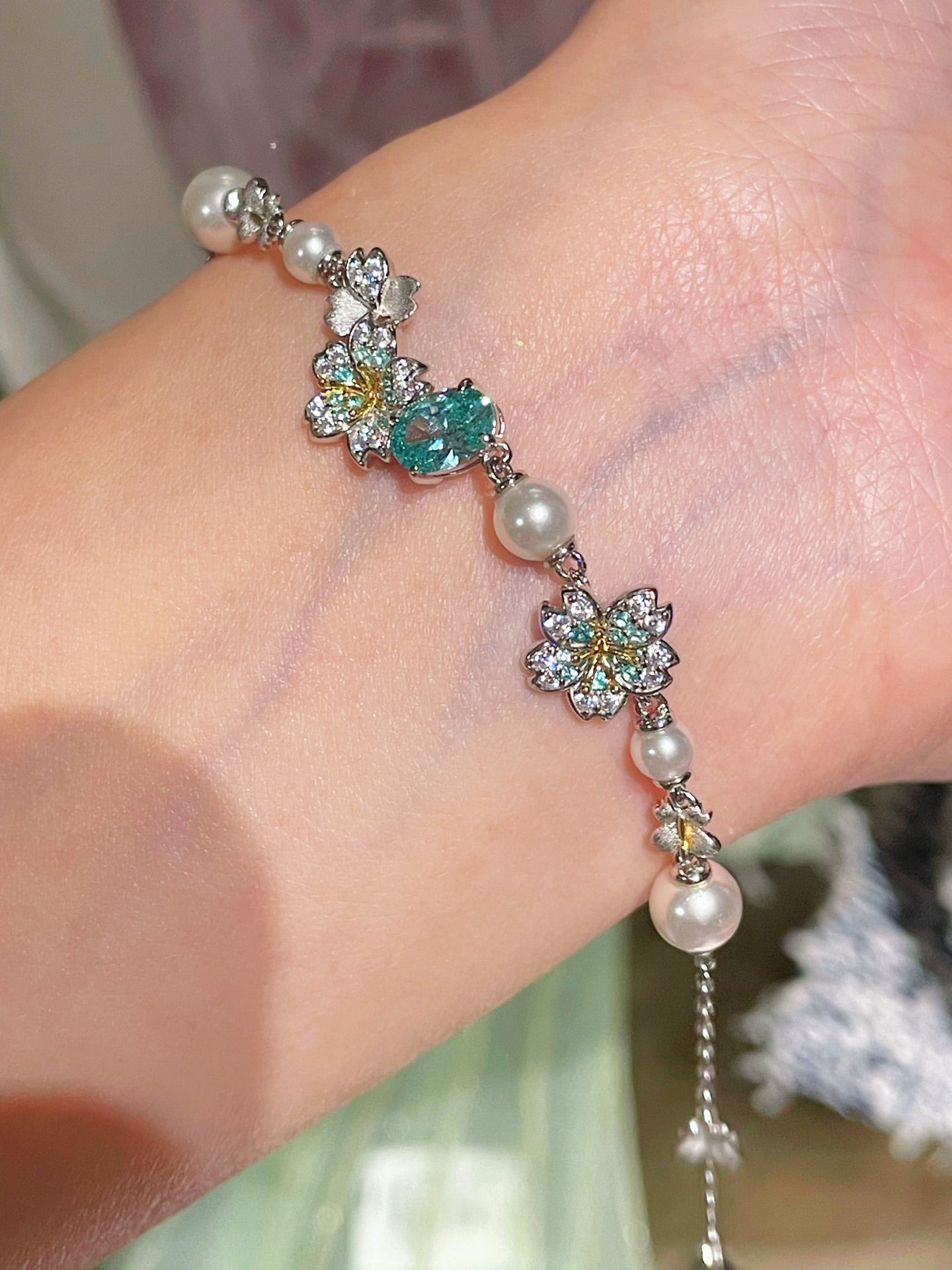 Blue Paraiba Bloom Pearl Bracelet - floysun