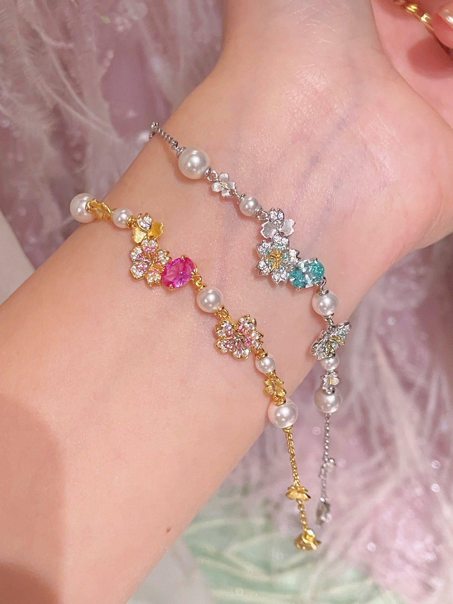 Blue Paraiba Bloom Pearl Bracelet - floysun