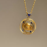 Blue Sapphire Cosmic Orbit Necklace - floysun