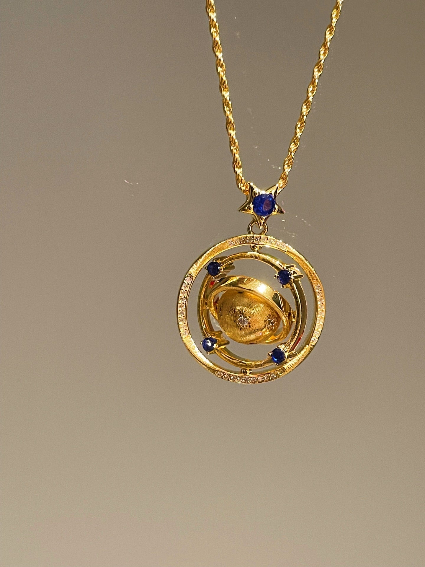 Blue Sapphire Cosmic Orbit Necklace - floysun