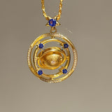 Blue Sapphire Cosmic Orbit Necklace - floysun
