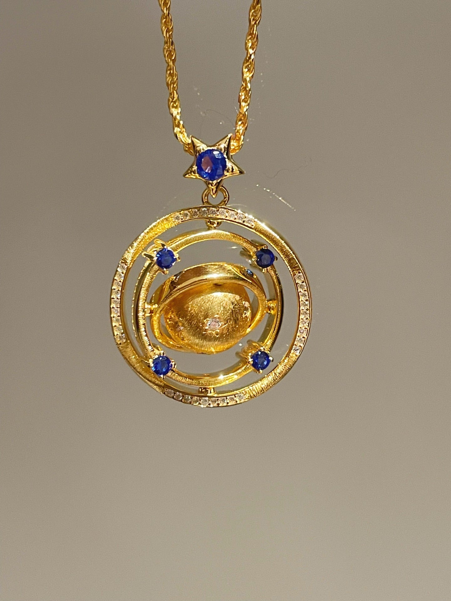 Blue Sapphire Cosmic Orbit Necklace - floysun