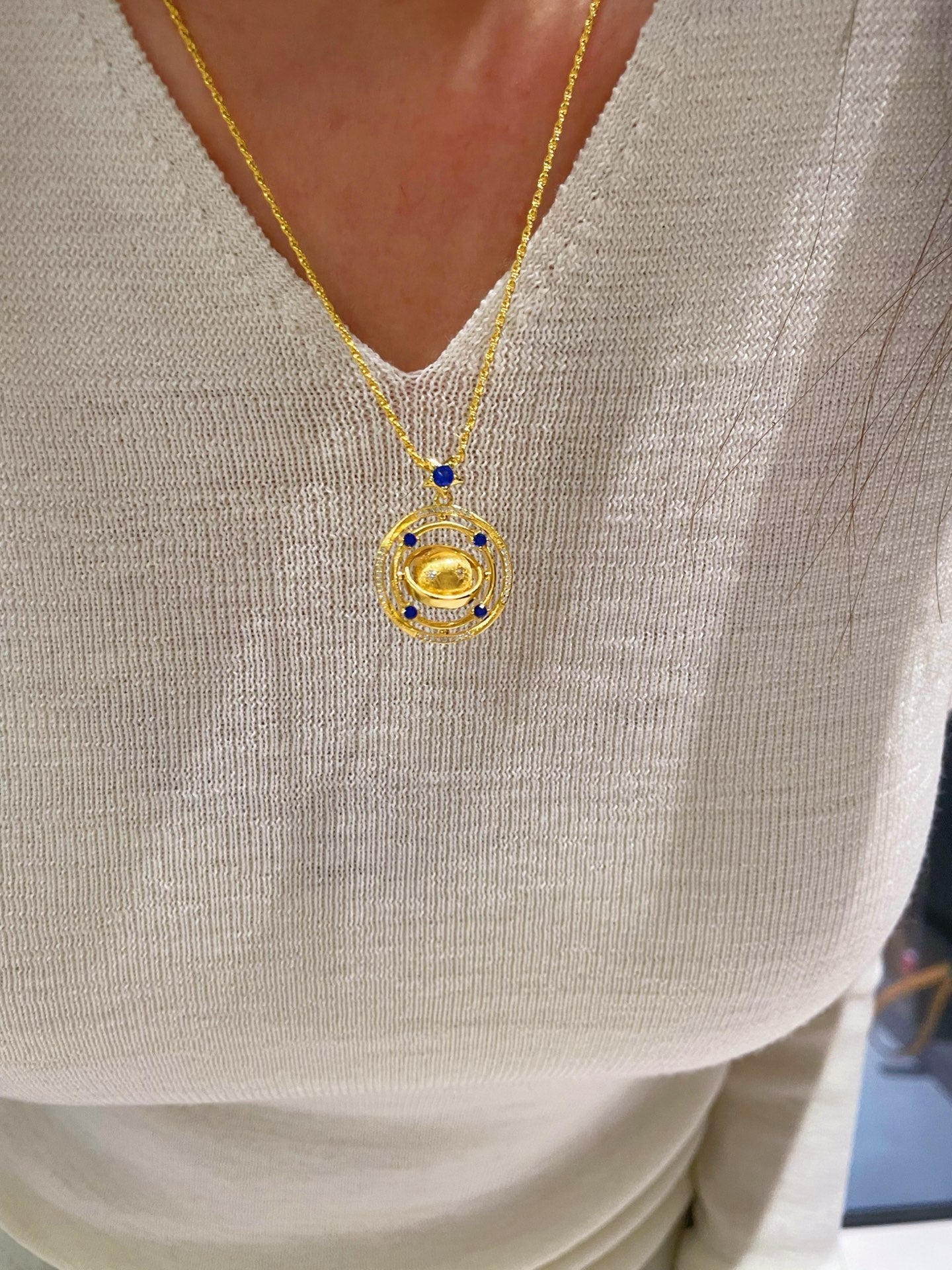 Blue Sapphire Cosmic Orbit Necklace - floysun