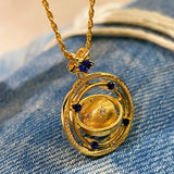Blue Sapphire Cosmic Orbit Necklace - floysun