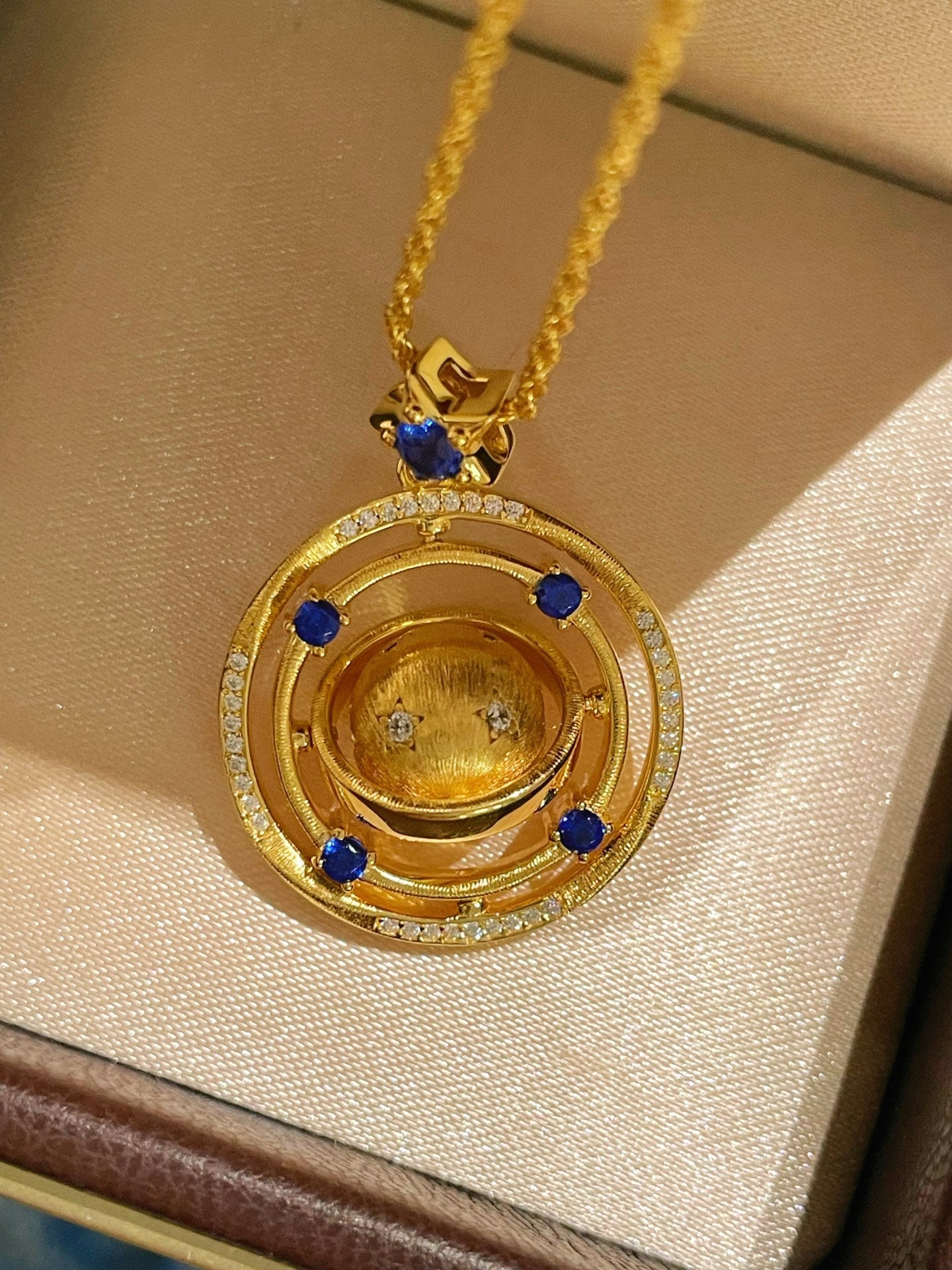 Blue Sapphire Cosmic Orbit Necklace - floysun