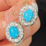 Blue Turquoise Floral Bud Stud Earrings - floysun