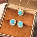 Blue Turquoise Floral Pendant Necklace - floysun