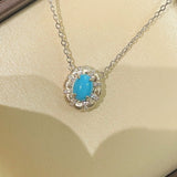 Blue Turquoise Floral Pendant Necklace - floysun