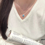 Blue Turquoise Floral Pendant Necklace - floysun