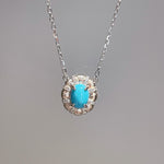 Blue Turquoise Floral Pendant Necklace - floysun