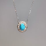 Blue Turquoise Floral Pendant Necklace - floysun