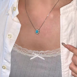 Blue Turquoise Floral Pendant Necklace - floysun
