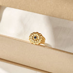 Blue Veined Stone Floral Pinky Ring - floysun