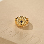 Blue Veined Stone Floral Pinky Ring - floysun