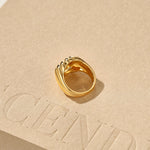 Blue Veined Stone Floral Pinky Ring - floysun