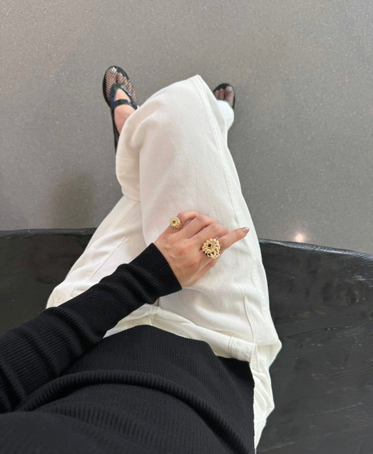 Blue Veined Stone Floral Pinky Ring - floysun