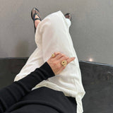 Blue Veined Stone Floral Pinky Ring - floysun