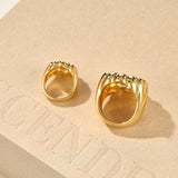 Blue Veined Stone Floral Pinky Ring - floysun