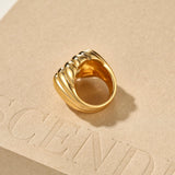 Blue Veined Stone Floral Pinky Ring - floysun