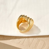 Blue Veined Stone Floral Pinky Ring - floysun