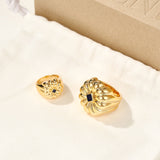 Blue Veined Stone Floral Pinky Ring - floysun