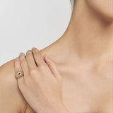 Blue Veined Stone Floral Pinky Ring - floysun