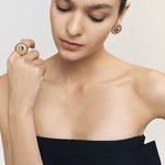 Blue Veined Stone Floral Pinky Ring - floysun