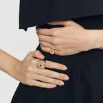 Blue Veined Stone Floral Pinky Ring - floysun