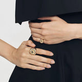 Blue Veined Stone Floral Pinky Ring - floysun