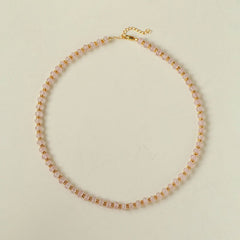 Blush Aura Necklace | All - Natural Rose Quartz Beaded Strand - floysun