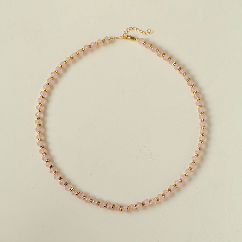 Blush Aura Necklace | All - Natural Rose Quartz Beaded Strand - floysun
