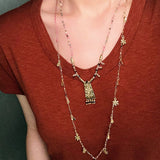 Blush Bloom Tourmaline Necklace | Floral Pendant on Adjustable Rainbow Cord - floysun