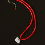 Bohemian Auspicious Elephant Collection Sea Bamboo Coral Necklace Set - floysun