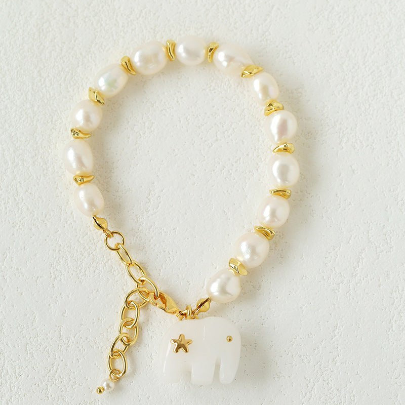 Bohemian Auspicious Elephant Collection White Jade Elephant Bracelet - floysun