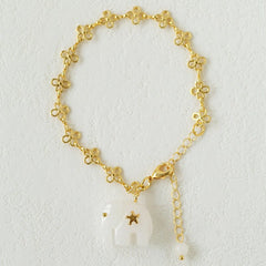 Bohemian Auspicious Elephant Collection White Jade Elephant Bracelet - floysun