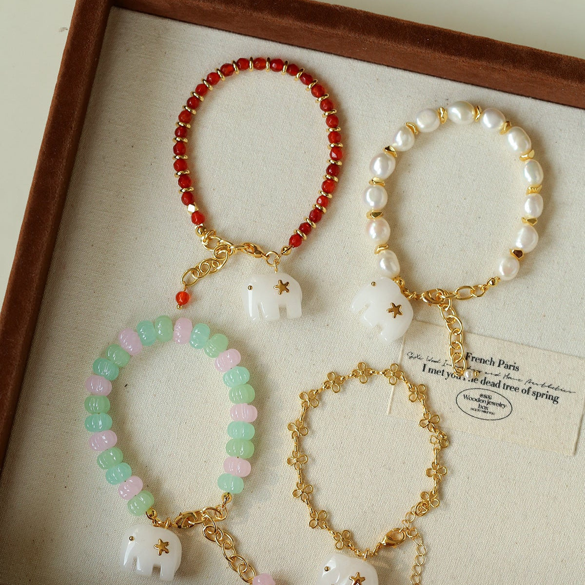 Bohemian Auspicious Elephant Collection White Jade Elephant Bracelet - floysun