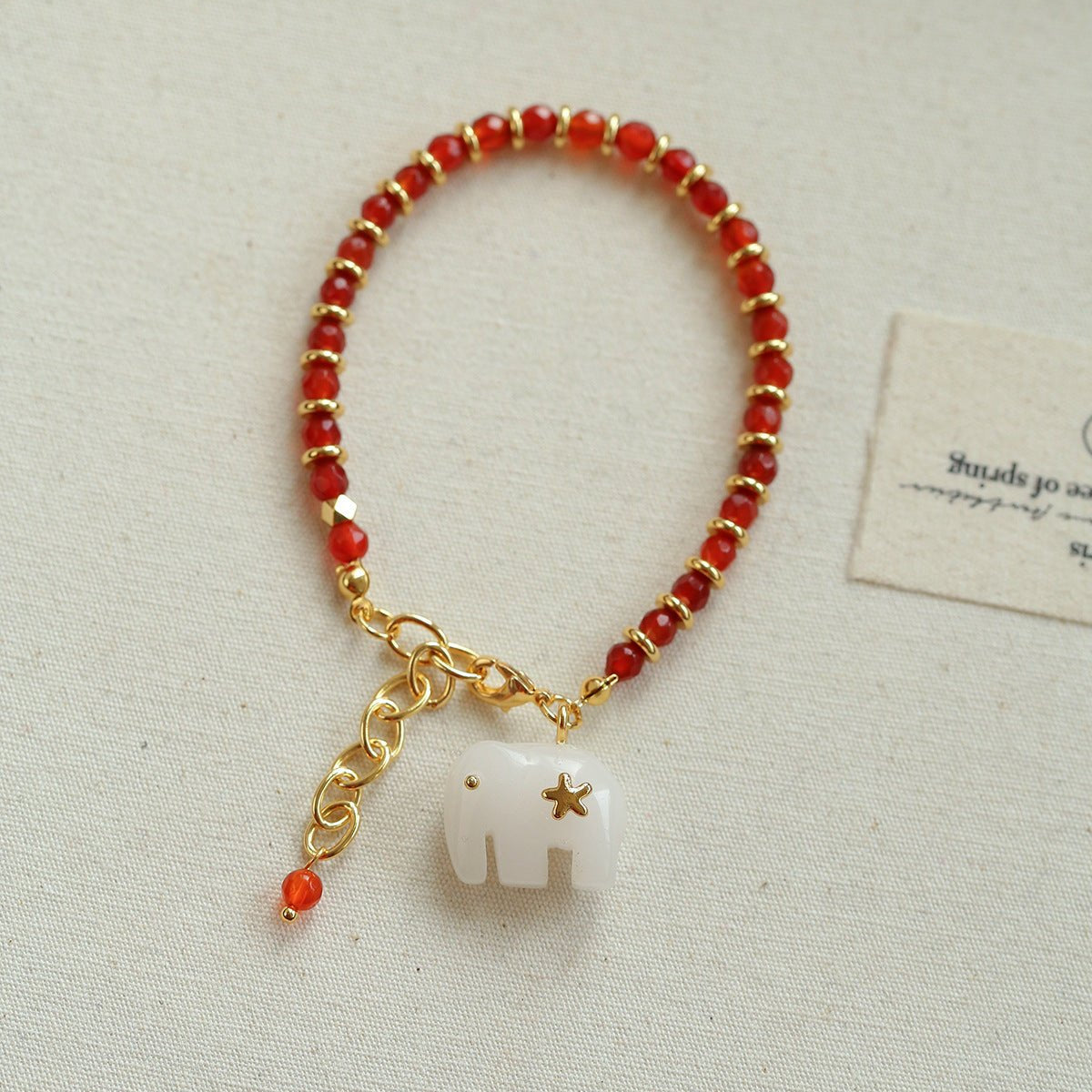 Bohemian Auspicious Elephant Collection White Jade Elephant Bracelet - floysun