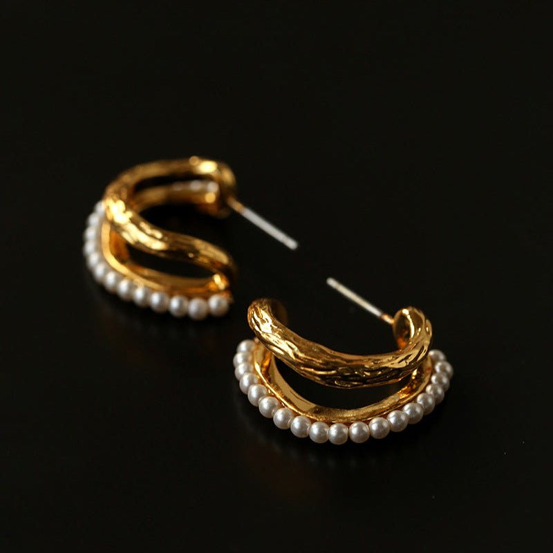 Bohemian Autumn Spinel & Pearl C - Hoop Earrings - floysun
