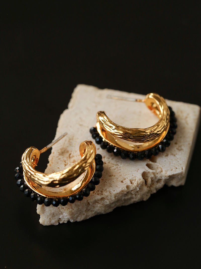 Bohemian Autumn Spinel & Pearl C - Hoop Earrings - floysun