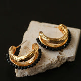 Bohemian Autumn Spinel & Pearl C - Hoop Earrings - floysun