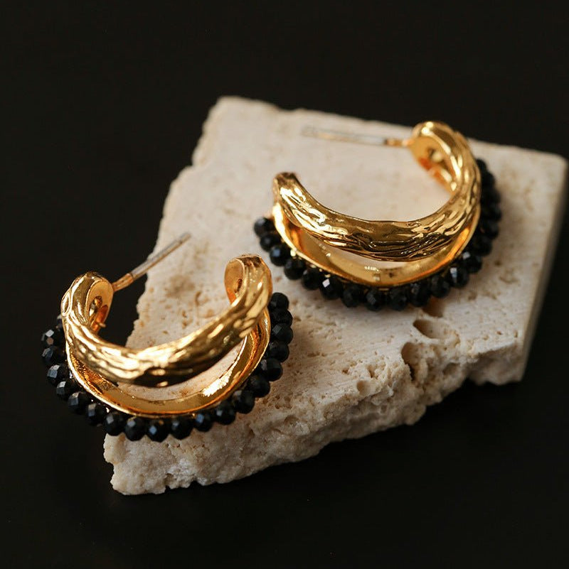Bohemian Autumn Spinel & Pearl C - Hoop Earrings - floysun