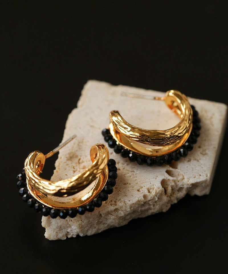 Bohemian Autumn Spinel & Pearl C - Hoop Earrings - floysun