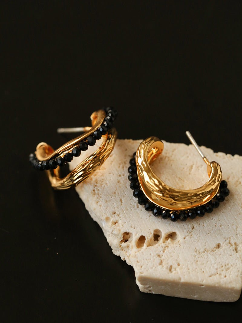 Bohemian Autumn Spinel & Pearl C - Hoop Earrings - floysun