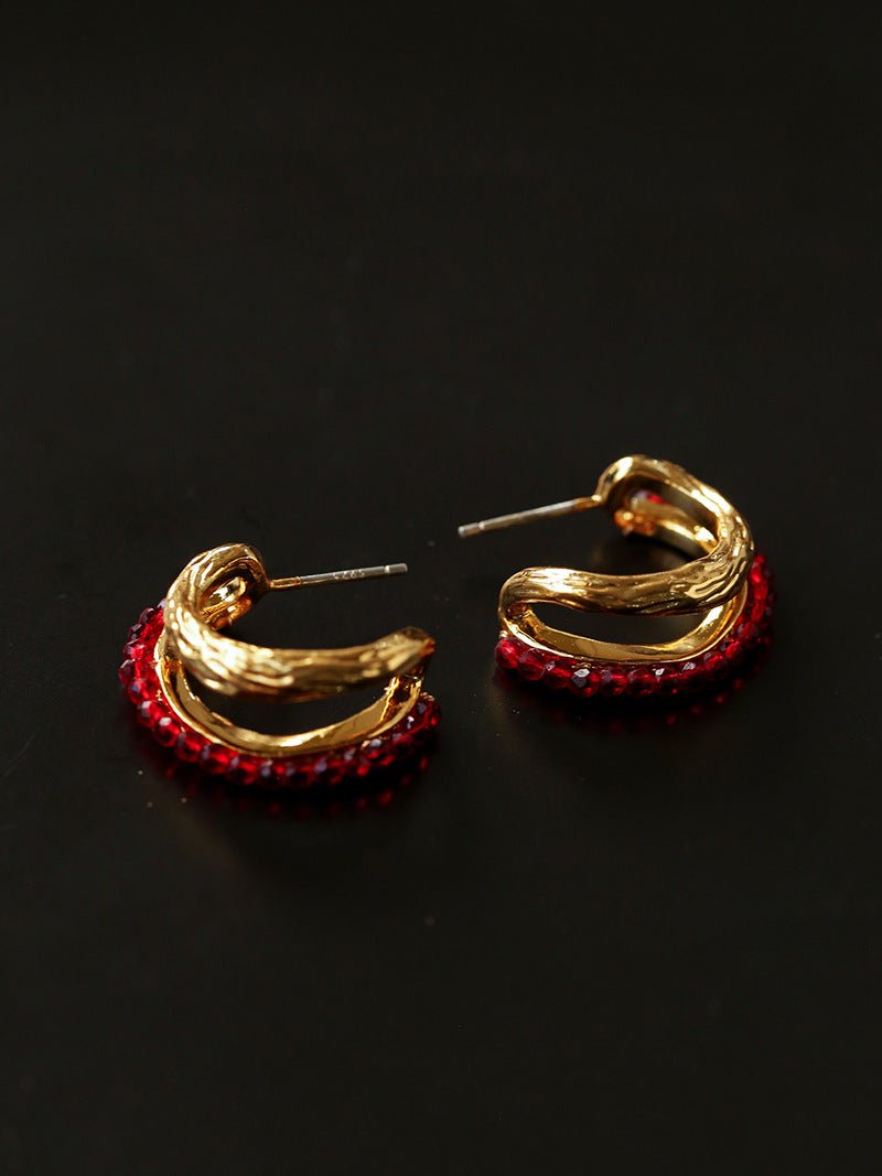 Bohemian Autumn Spinel & Pearl C - Hoop Earrings - floysun