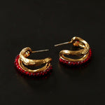 Bohemian Autumn Spinel & Pearl C - Hoop Earrings - floysun