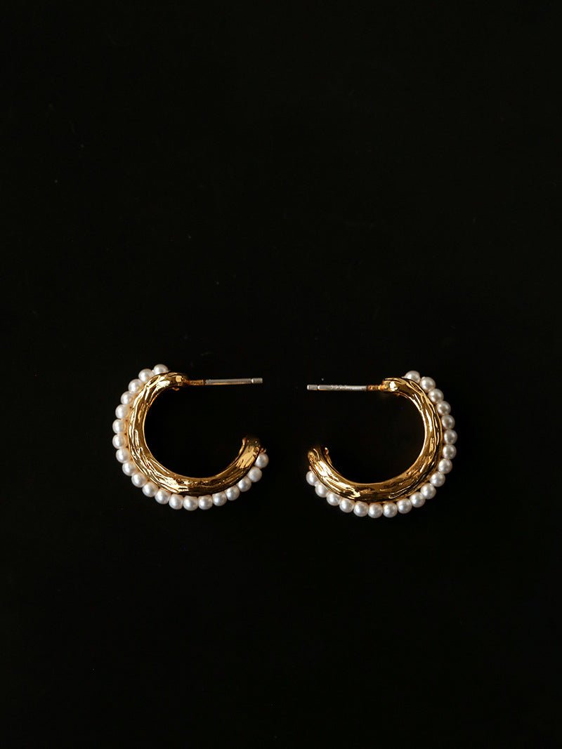 Bohemian Autumn Spinel & Pearl C - Hoop Earrings - floysun
