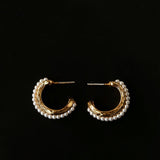Bohemian Autumn Spinel & Pearl C - Hoop Earrings - floysun