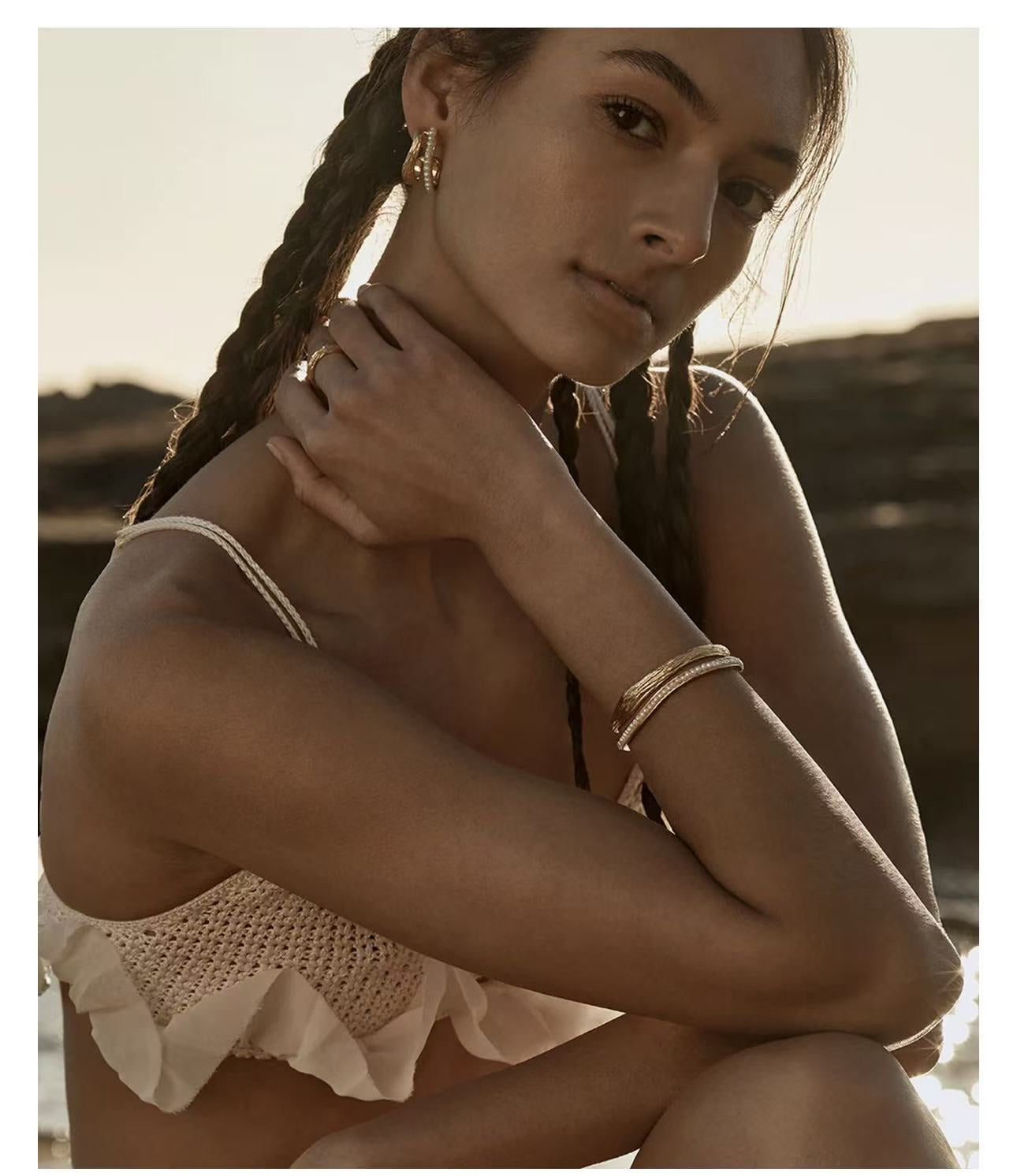 Bohemian Autumn Spinel & Pearl C - Hoop Earrings - floysun