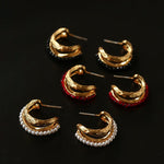 Bohemian Autumn Spinel & Pearl C - Hoop Earrings - floysun